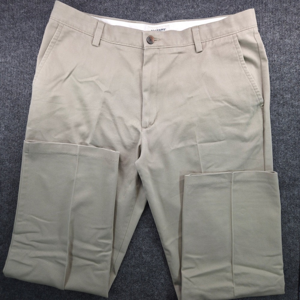 Dockers Mens 36x30 Khaki Cotton Chinos Classic Fit Straight Leg Casual Pants
